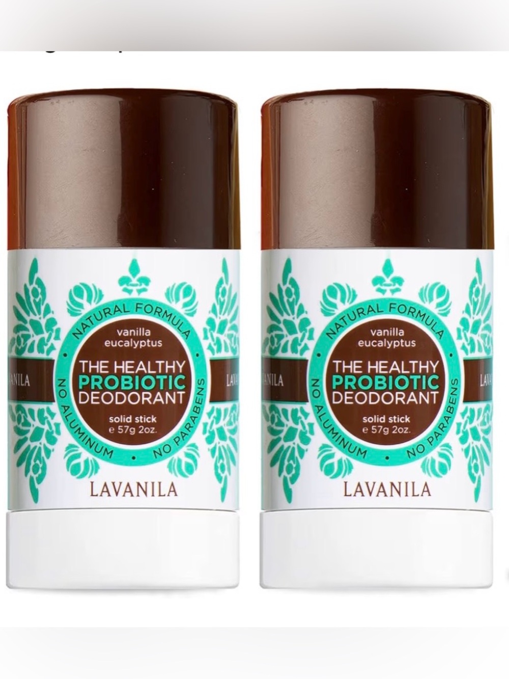 {Set of 2} LAVANILA Healthy Probiotic Natural Deodorant Vanilla Eucalyptus 2oz
